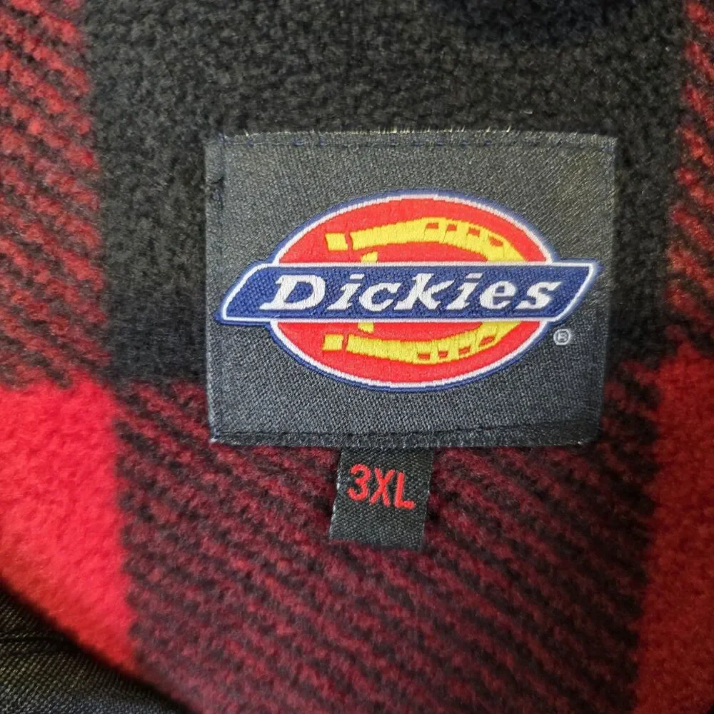 Dickies Utility Work Wear Vest 3XL Black Zip Quilted Flannel Lined Pockets EUC